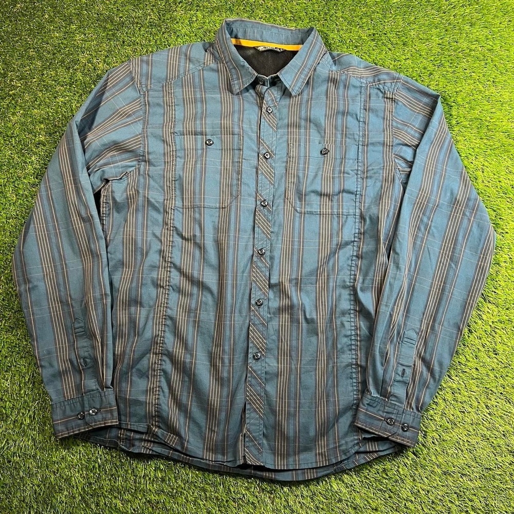 Arc'teryx Peakline Plaid Shirt XL Blue Gray 2015 Gorpcore Outdoor Tech Button Up
